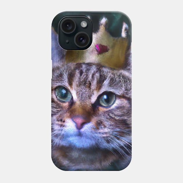 Cat with Crown Phone Case by maxcode