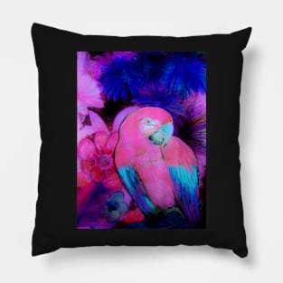 BRIGHT PINK BLUE PARROT MACAW DECO PRINT TROPICAL ART POSTER Pillow