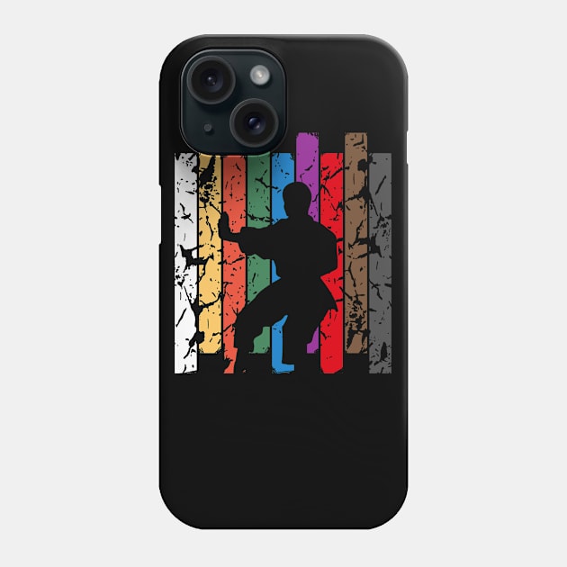 Retro Karate Pose Silhouette Phone Case by LetsBeginDesigns