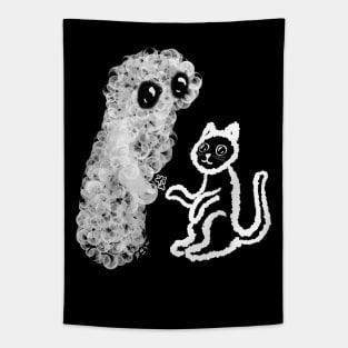 Ghost treats cat Tapestry