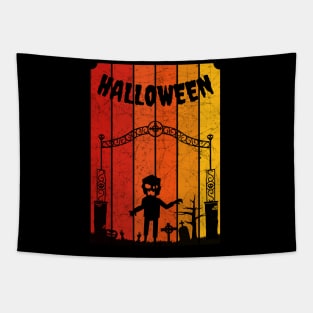 Vintage Retro Distressed Halloween Zombie Scary Costume Tapestry