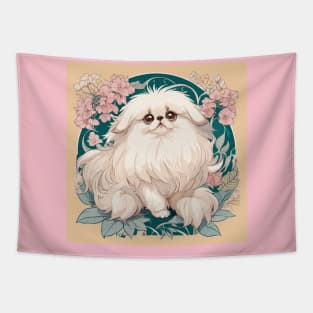 Pekingese and Flowers Tapestry