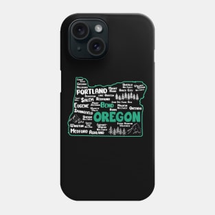 Cute map of Bend Oregon, Portland, Salem, Eugene, Ontario, Medford Phone Case