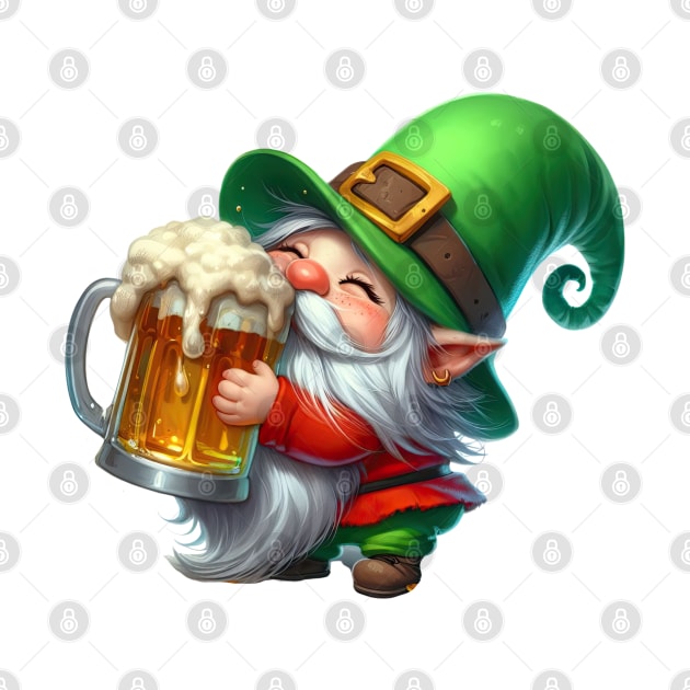 St Patricks Day Gnome Drinking Beer by Chromatic Fusion Studio