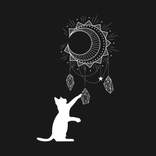 Mystical Moon Dream Catcher Cat T-Shirt