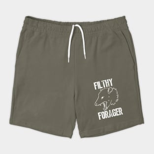 Filthy Forager (white on black) Shorts