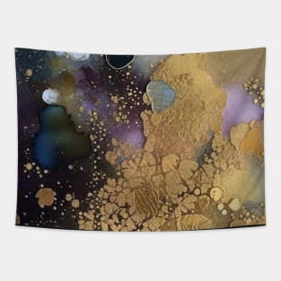 Gold and Purple abstract art Tapestry