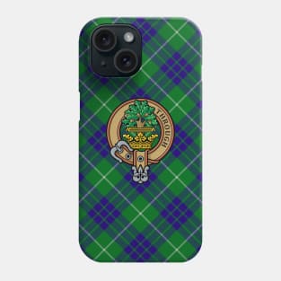 Clan Hamilton Crest over Green Hunting Tartan Phone Case