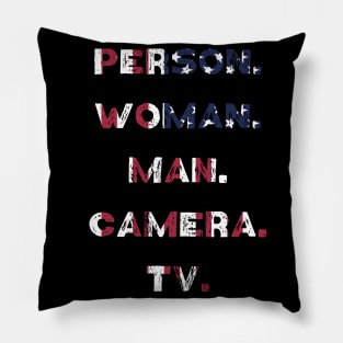 person woman man camera tv Pillow