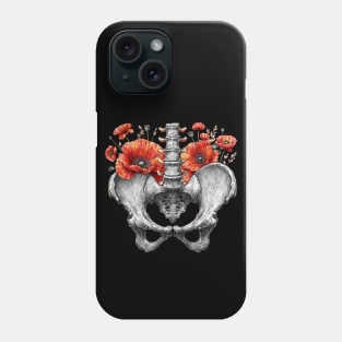 Botanical poppies anatomy pelvis Feminism, physical therapy gifts Phone Case