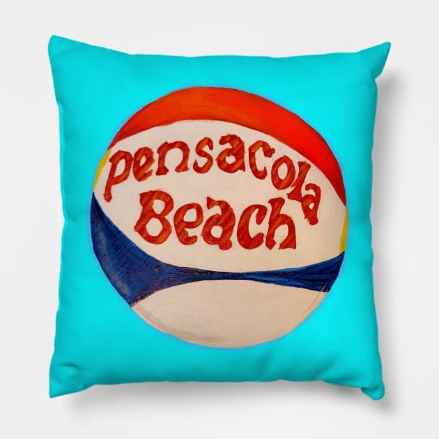 Pensacola Beach Ball Pillow by Cottin Pickin Creations