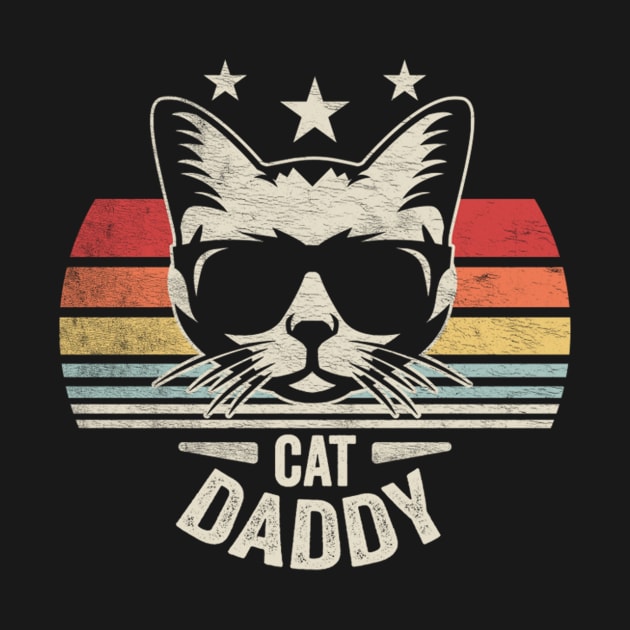 Retro Vintage Cat Daddy Funny Cat Head Wearing Sunglasses Cat Father Fur Dad Cat Lover Gift by SomeRays