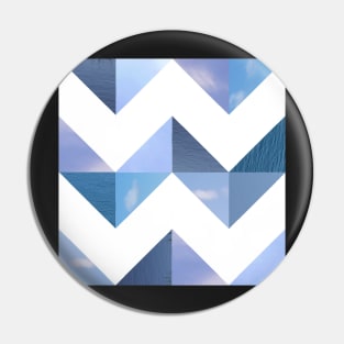 Geometric blue triangle pattern Water and Sky Photo Patchwork Pin