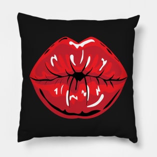 Red Lips, Kissing, Smooch, Pucker Up Design, Artwork, Vector, Graphic Pillow