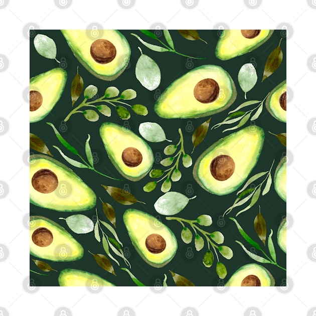 Avocados and Greenery | Watercolor | Pattern by Harpleydesign