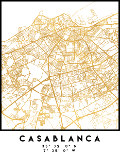 CASABLANCA MOROCCO CITY STREET MAP ART Magnet