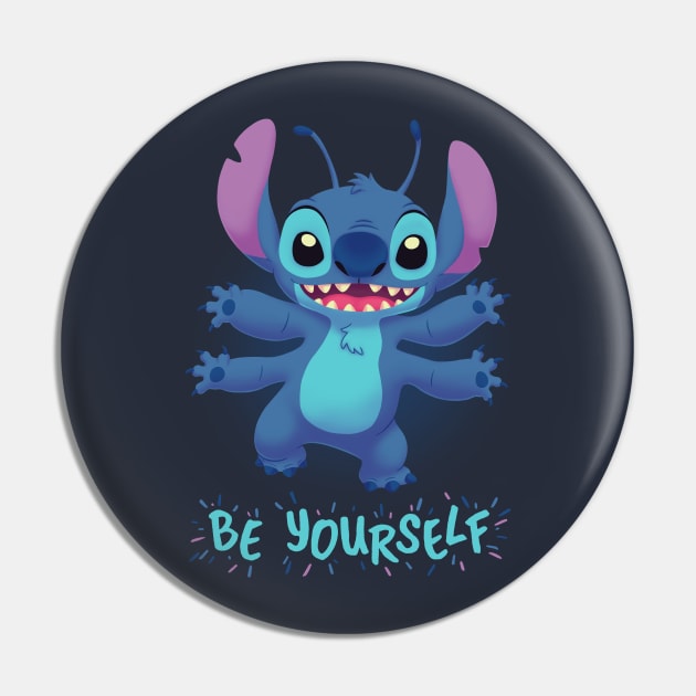 Be Yourself // Cute Stitch, 90s Kid, Experiment 626, Ohana Pin by Geekydog