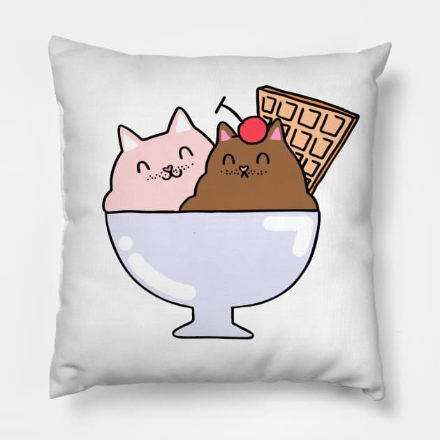 Sundae Cats Pillow by natelledrawsstuff