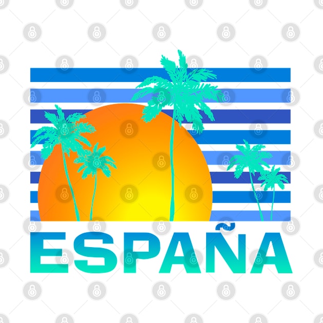 Spain Espana Sunset, Palm Trees Family Holiday Souvenir by Pine Hill Goods