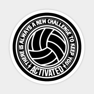 black volleyball players ball with white saying text Magnet