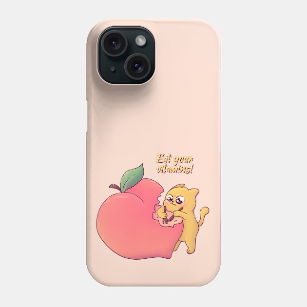 Peachy Cat Phone Case by LenasScribbles