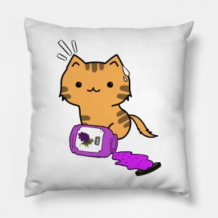 Naughty Cat Spills a jar of grape jam! Pillow