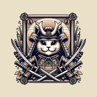 Samurai cat and swords T-Shirt