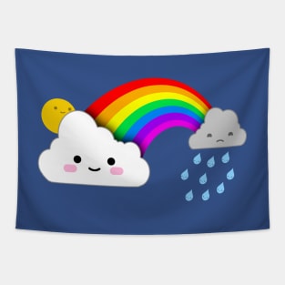 Super Cute Clouds and Rainbow Tapestry