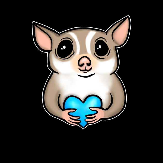 Sugar Glider Blue Heart for Sugar Glider Lovers by Mochi Merch