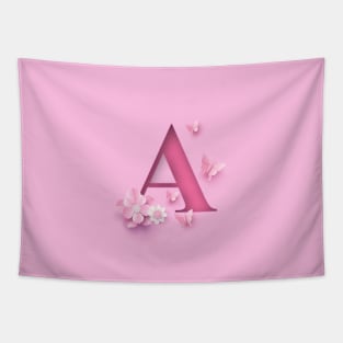 A Letter Personalized, Pink Minimal Cute Design, Birthday Gift, Christmas Gift, Tapestry