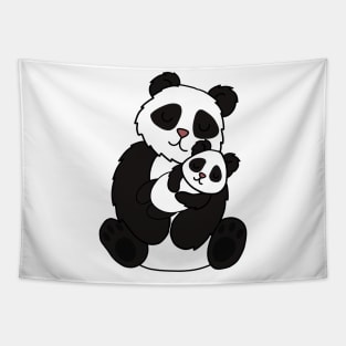 Cute Panda Bear Love Mom and Cub Tapestry