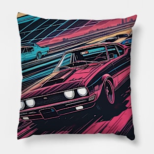 Retro Neonwave Car Drifting Pillow