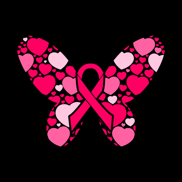 Cancer Awareness Hearts Butterfly by LetsBeginDesigns