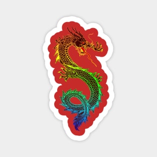 Amphiptere in Neon Fire Mythical Wyvern Dragon Creature Magnet