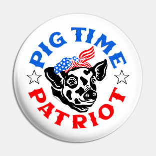 Funny 4th of July Animal Pig Time Patriot Pin