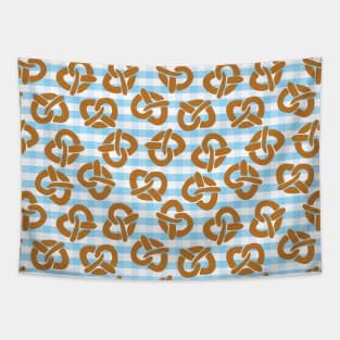 Pretzels on a blue and white checkered background Tapestry