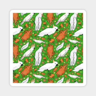 Australian Native Floral and Cockatoo Pattern Magnet