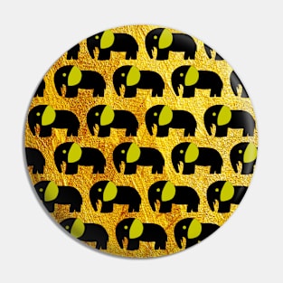 black elephant in gold pattern Pin