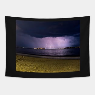 Lightning over Nahant from Revere Beach Revere MA Tapestry