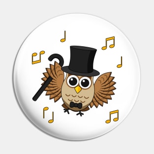 Cute Dancing Owl with Music Notes Cartoon without BG Pin