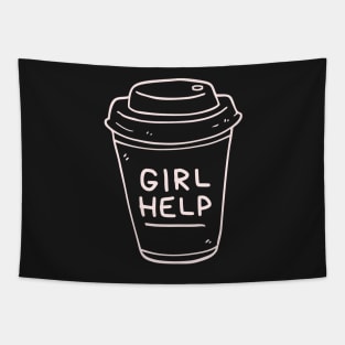 girl help coffee dark Tapestry