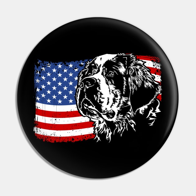 Proud Saint Bernard Dog American Flag patriotic dog Pin by wilsigns