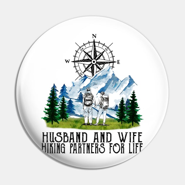 Husband And Wife Hiking Partners For Life Pin by Rumsa