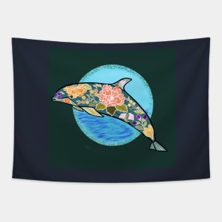 Floral Embellished Dolphin Tapestry