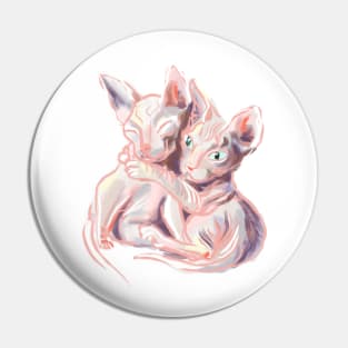 Two sphynx cats, cat lover gift Pin