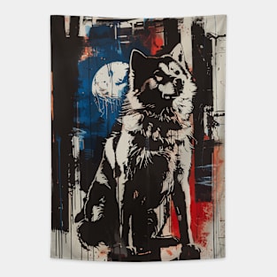 Husky dog grunge portrait Tapestry