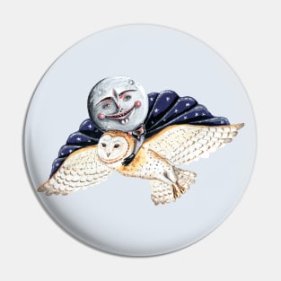 Moon man and the flying owl Pin