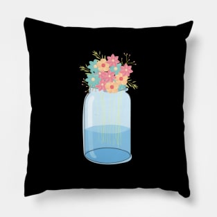 Mason Jar Cool Creative Summer Flower Bouquet Happy Garden Pillow