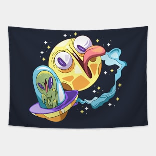 Crazy Space Funny Alien Tapestry