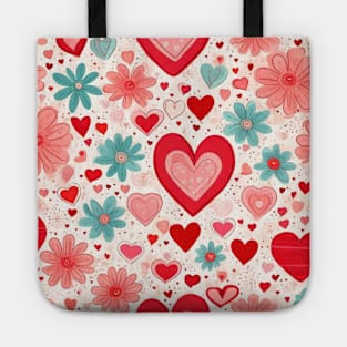 Valentines day gift ideas, hearts gift ideas, red hearts and flowers gifts Tote